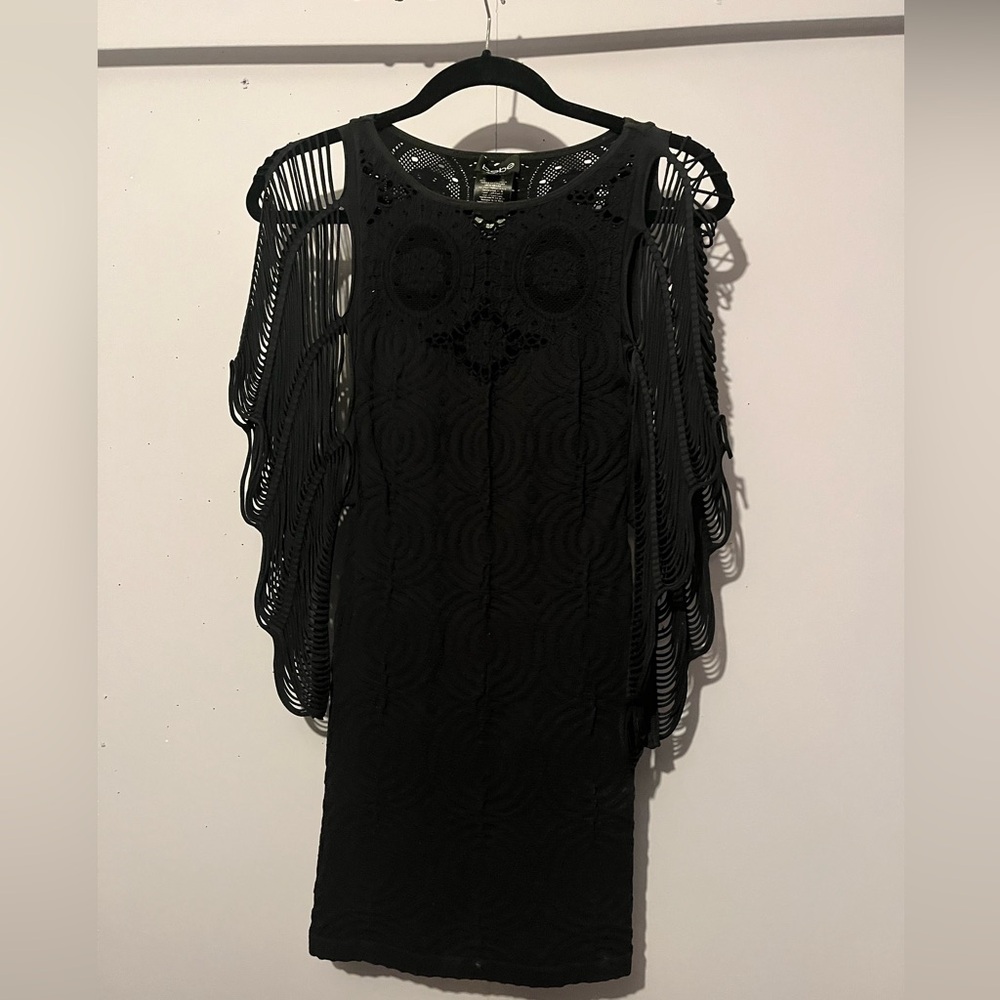 Bebe Butterfly Sleeve Crochet Dress
